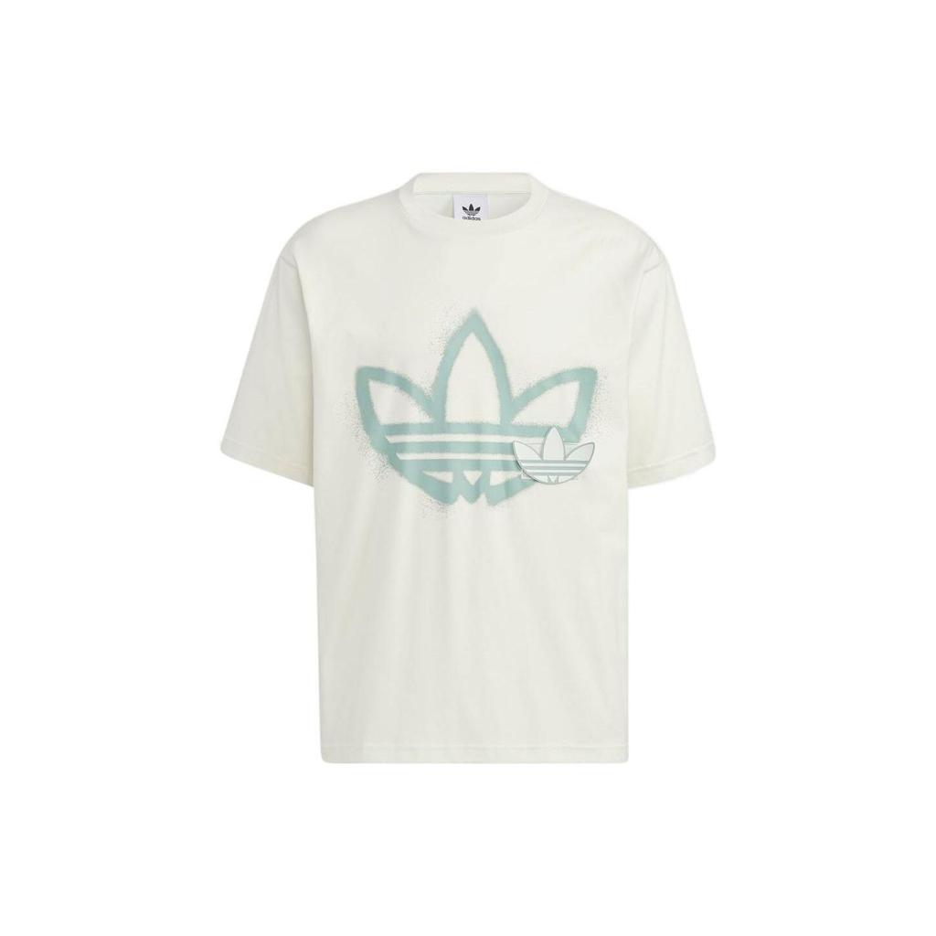 Adidas Originals Round Neck Drop Shoulder Sleeve Large Logo Print Short Sleeve T-Shirt Unisex Tops White HS2008