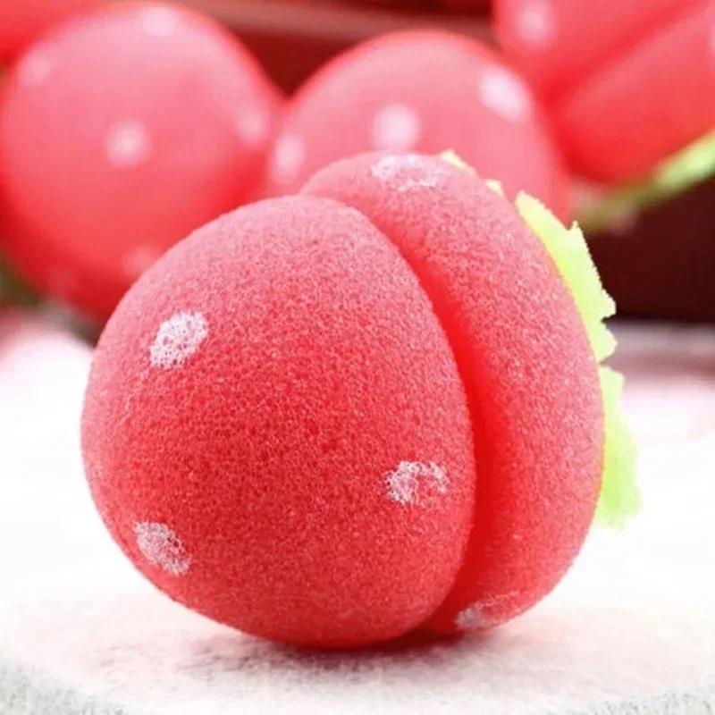 NEW 6Pcs Foam Strawberry Ball Sponge Curler Cute Women's Big Wave Modeling Tool Accessories Soft Material Does Not Hurt Hair