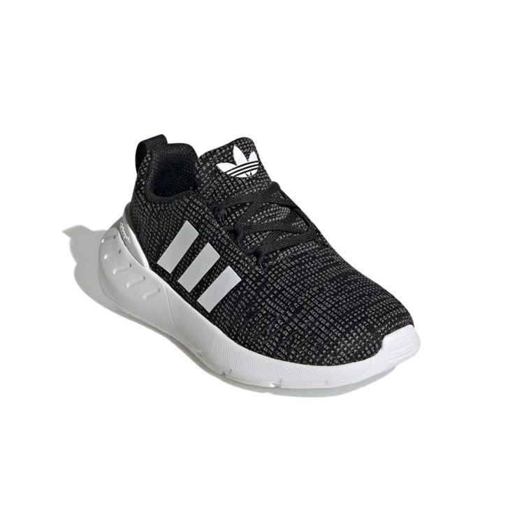 Adidas Swift Run 22 Little Kid Черно-белые детские кроссовки Core-Black Cloud-White Grey-Five GW8180