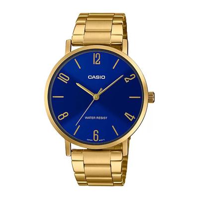 Аналоговые мужские часы с золотом, Gold Analog Men's Watch,  Casio