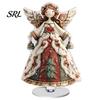 Cute Holiday Desktop Figurine Christmas Gingerbread Cupcake Rotating Acrylic Ornament, 2D Flat Rotatable Retro Angel Desk Decorative Plaque with Base