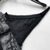 Women's Solid Color Lace Chain V Pants Sexy Black Metal Thong Low Waist Transparent Underwear