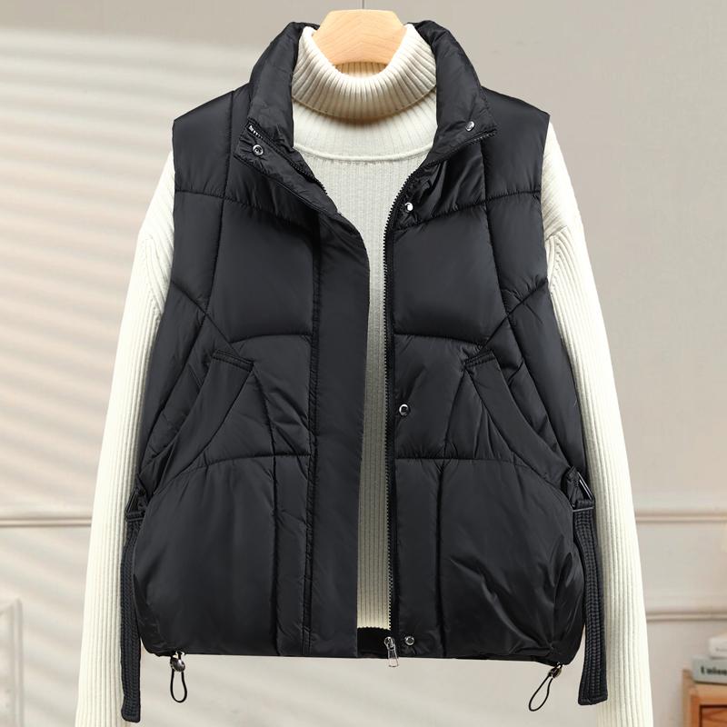 Модный зимний короткий жилет для женщин, толстая теплая парка без рукавов для женщин.