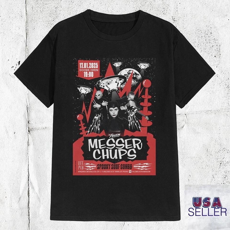Messer Chups Band Spooky Surf Combo Live В 2025 году Размер S-5XL BT1957 Унисекс Футболка