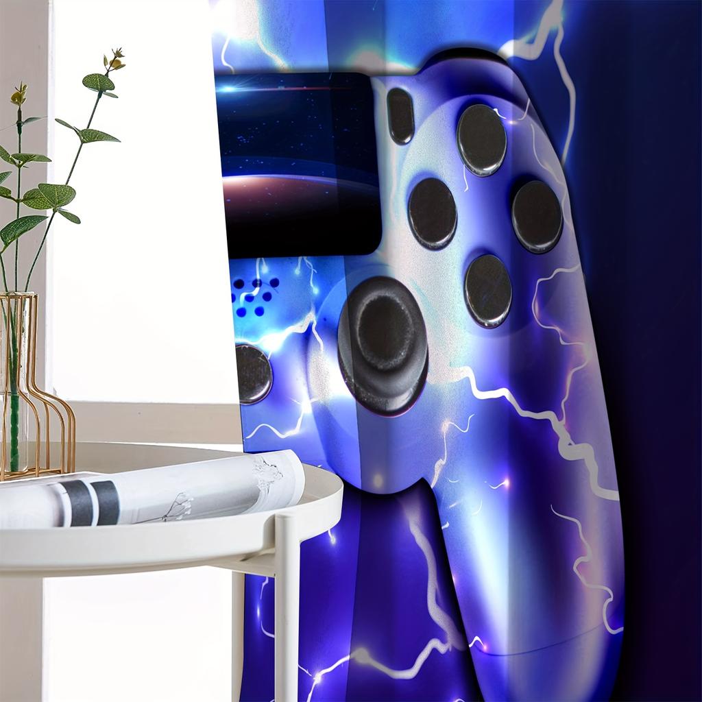 2pcs Cool Lightning Gamepad 3D Printed Thin Curtains for Boys Bedroom Living Room Curtains Perfect For Gaming And Home Decor