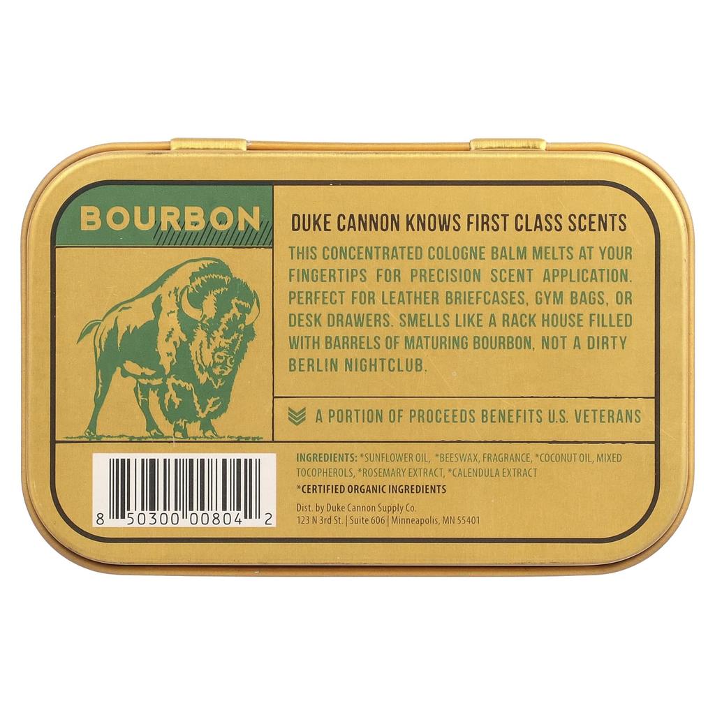 Duke Cannon Supply Co. Solid Cologne, Bourbon, Oak Barrel, 1.5 Oz