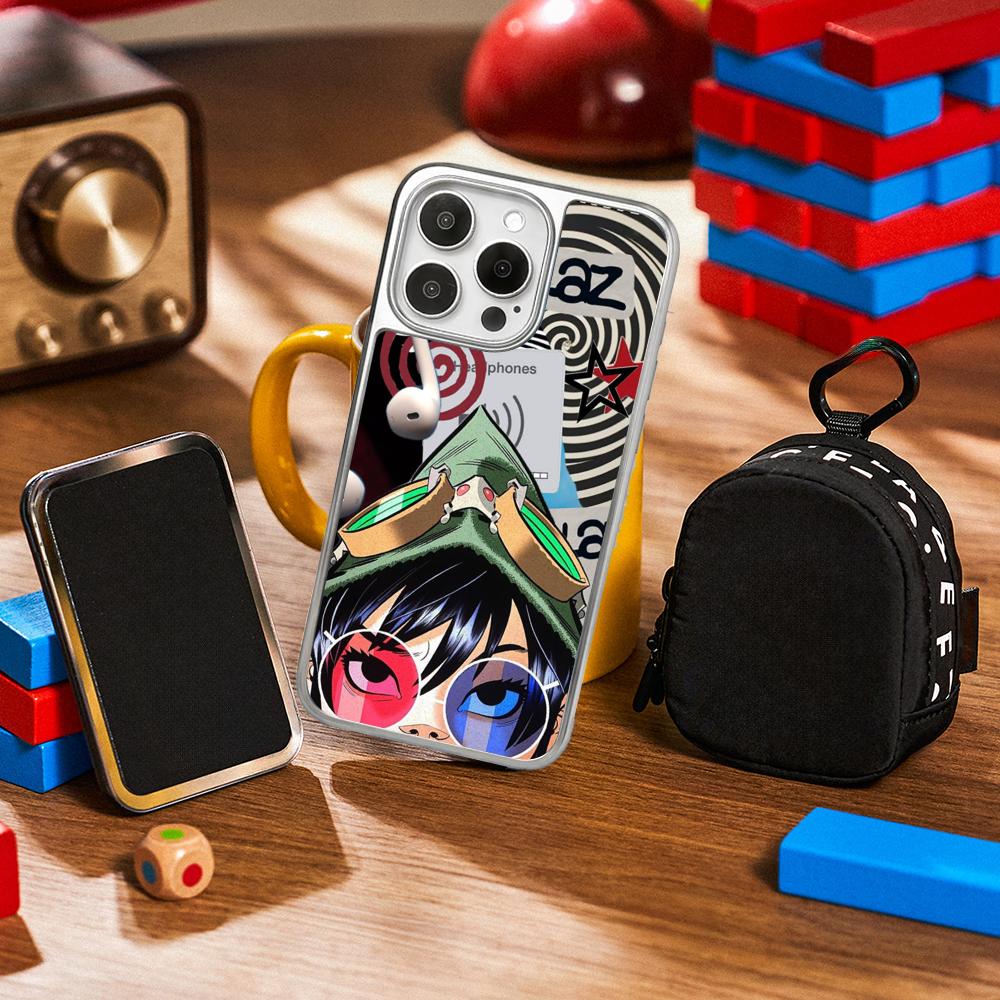 GorillazS cool band fashion design Phone Case for iPhone 16 15 14 13 12 11 Pro Max Sheepskin Silver-edged protective case