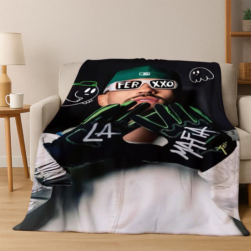 Feid Ferxxo Hiphop Pop Music Flannel Blanket Soft Warm Blanket Throw Blanket for Bedroom Living Room Bed Travel Picnic Gift