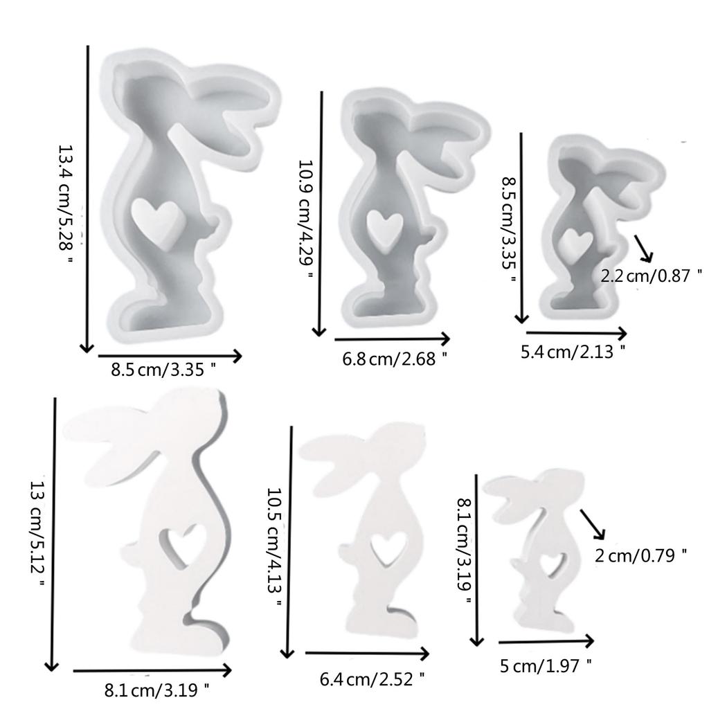 Heart Rabbit Candle Resin Mold Easter Rabbit Silicone Mould DIY Craft Mold Handmade Soap Baking Mold for Home Decors