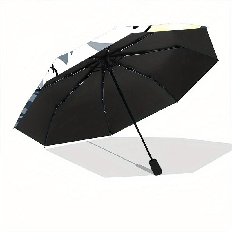 1pc Moon Wolf Auto Open/close, All-Season Portable Folding Umbrella for Women & Men, Travel, Everyday, Formal Events -06185