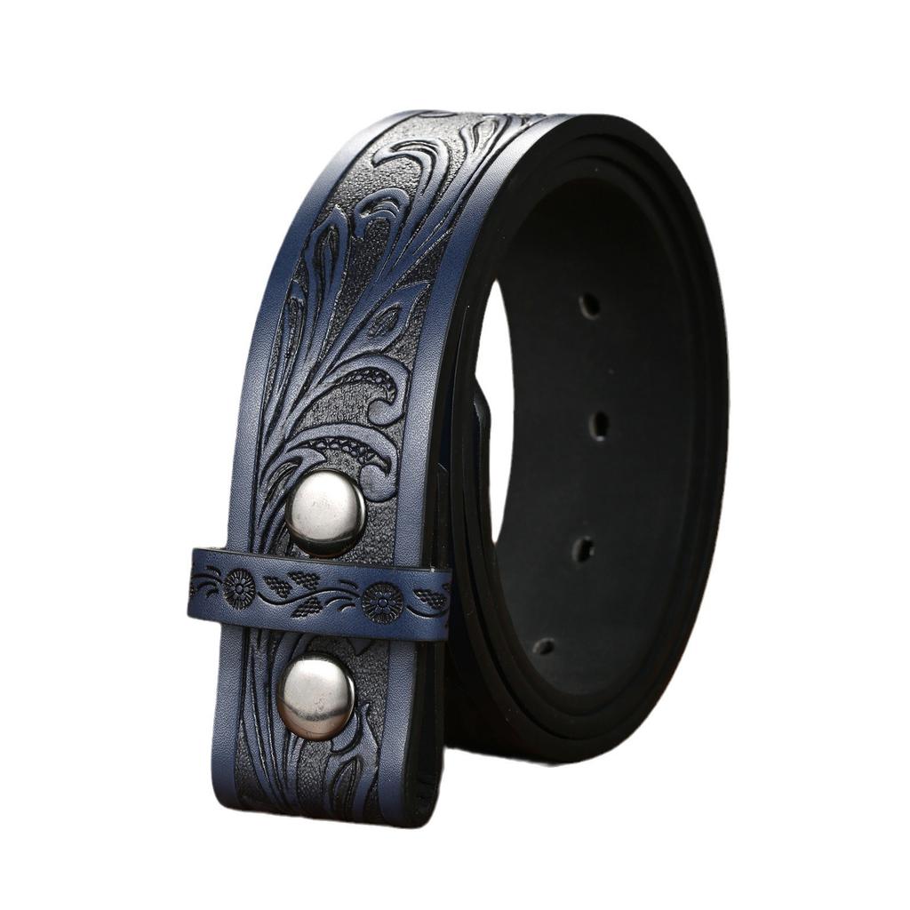 Персонализированный ремень в стиле вестерн из денима, ретро-дизайн, нейтральный стиль, мужской и женский тисненый ремень