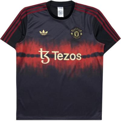 Футболка с коротким рукавом с логотипом Manchester United в полоску, мужская, черная JF0377