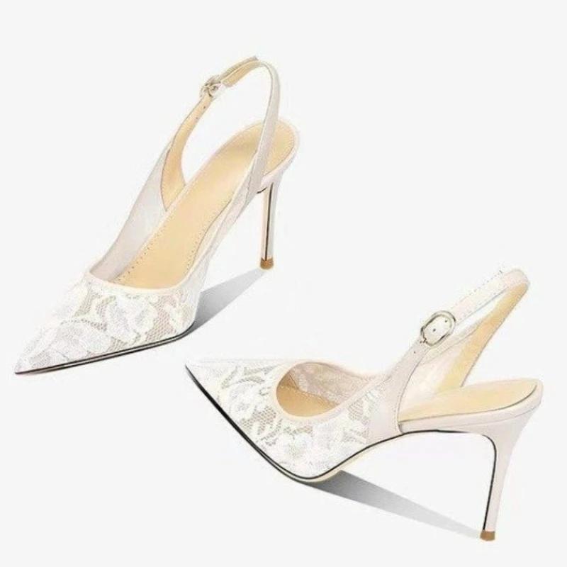 Baotou Sandals Women's Spring/Summer 2025 New Style Shallow Mouth Sexy Thin Heel High Heels Pointed Mesh Breathable Single Shoes