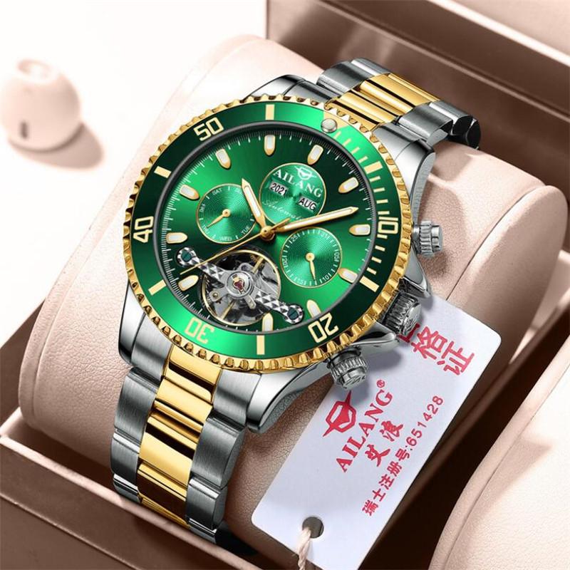 Perpetual Calendar Skeleton Tourbillon Watches Automatic Mechanical Watch Men Sport Business Stainless Steel Wrist Watch Relojes