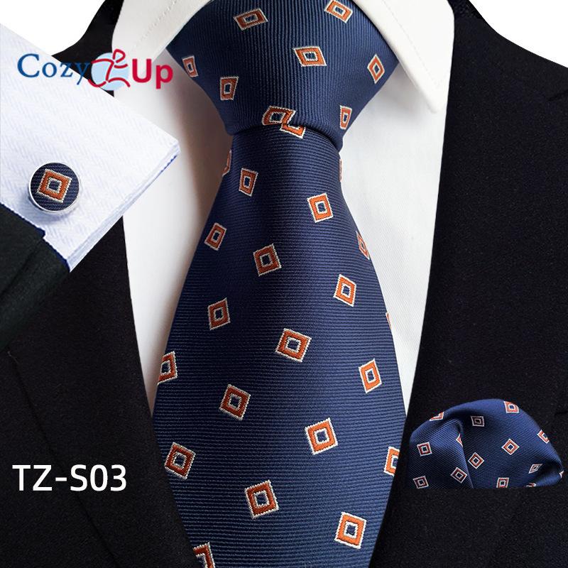 Cozy Up Набор из трех предметов, модный деловой мужской галстук с узором пейсли, включает в себя галстук, запонки, носовой платок