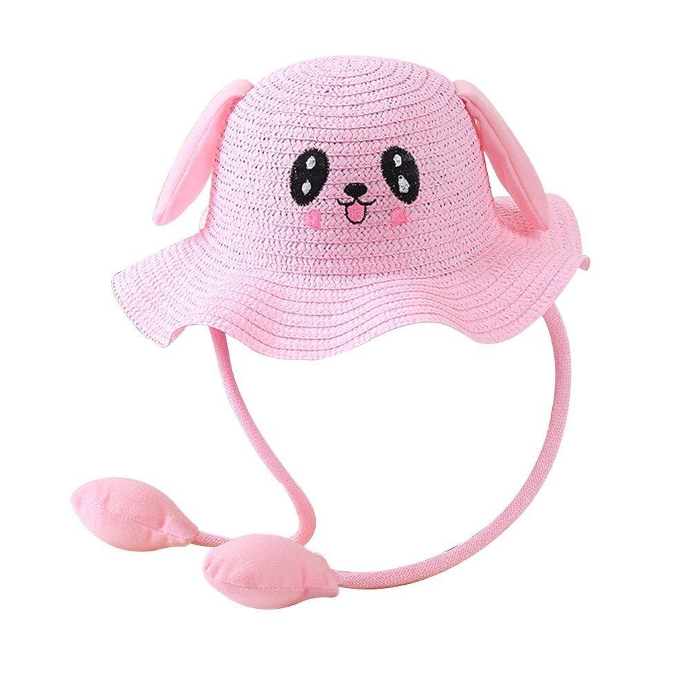 Moving Ears Rabbit Straw Hats Breathable Sun Hat Multifunctional Children's Hats  Summer Girls Boys