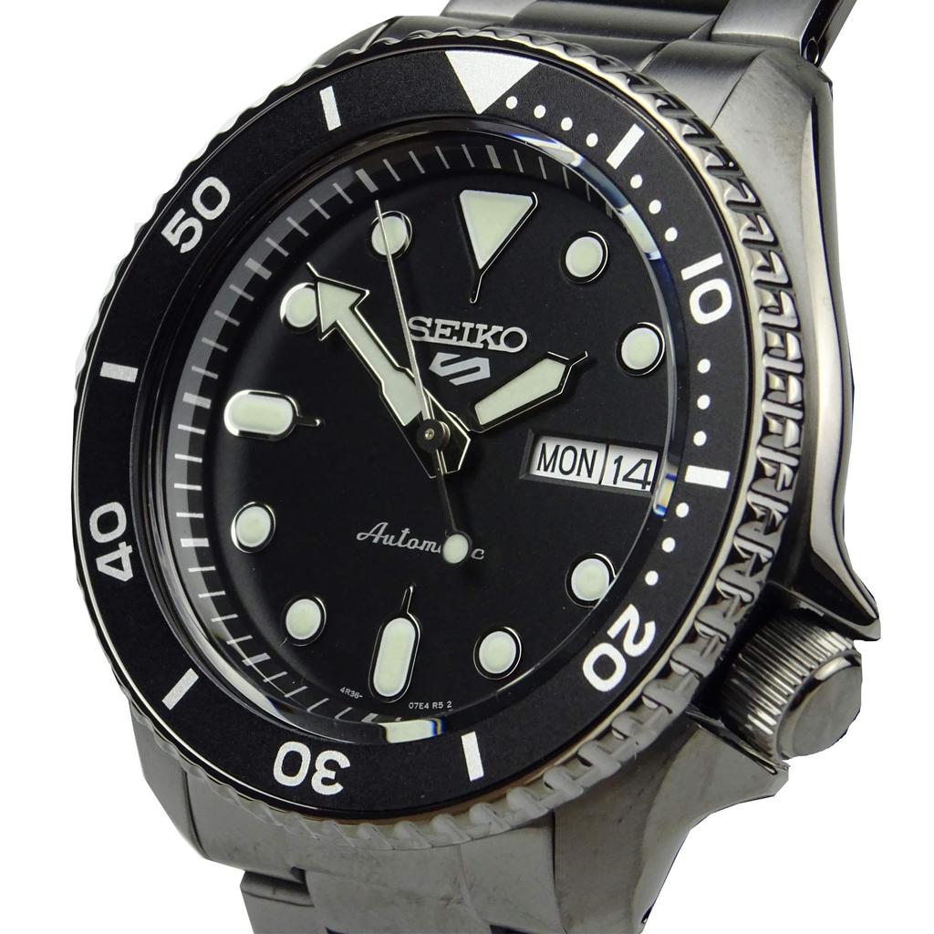 Seiko 5 Sports Black Dial Gunmetal Gray Stainless Steel Automatic Watch SRPD65K1 Men's