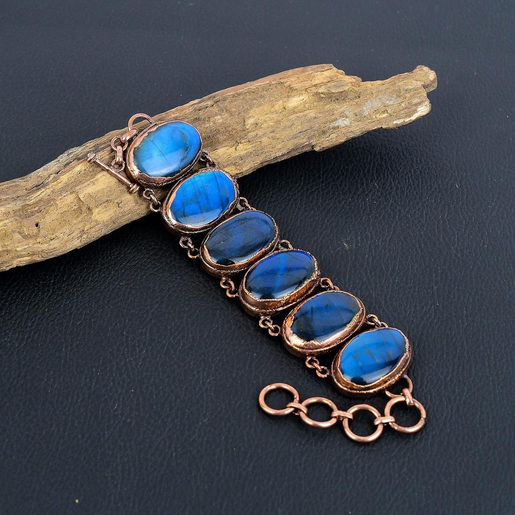Labradorite Jewelry, Copper Electroformed Gemstone Bracelet, Handmade Jewelry, For Memorial Day