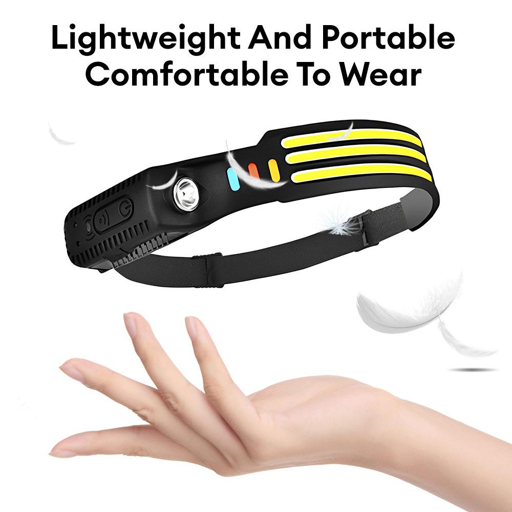 New Multimode LED COB Sensor Headlight Built-In Battery USB Rechargeable Waterproof Headlamp Outdoor Camping Fishing Lantern