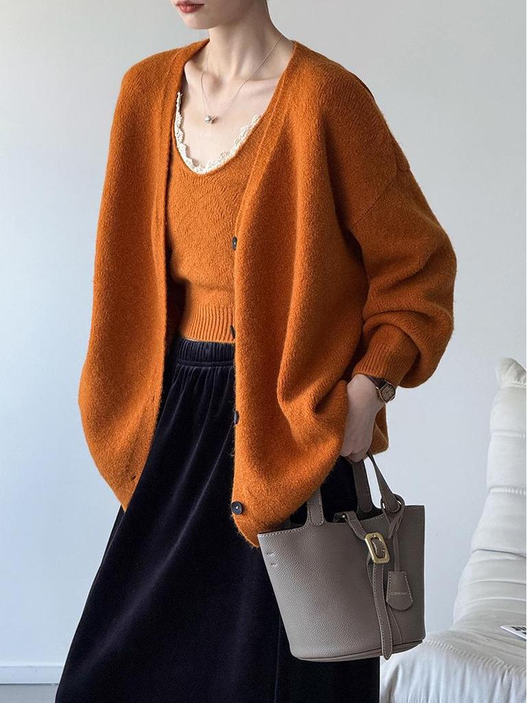 Ju Zhi Early Autumn Plaid Wool Wide-Leg Retro Houndstooth Pants