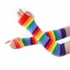 Printing Hand Sleeve Female Arm Warmers Striped Arm Warmers Knitting Gloves Rainbow Sleeve Cuff