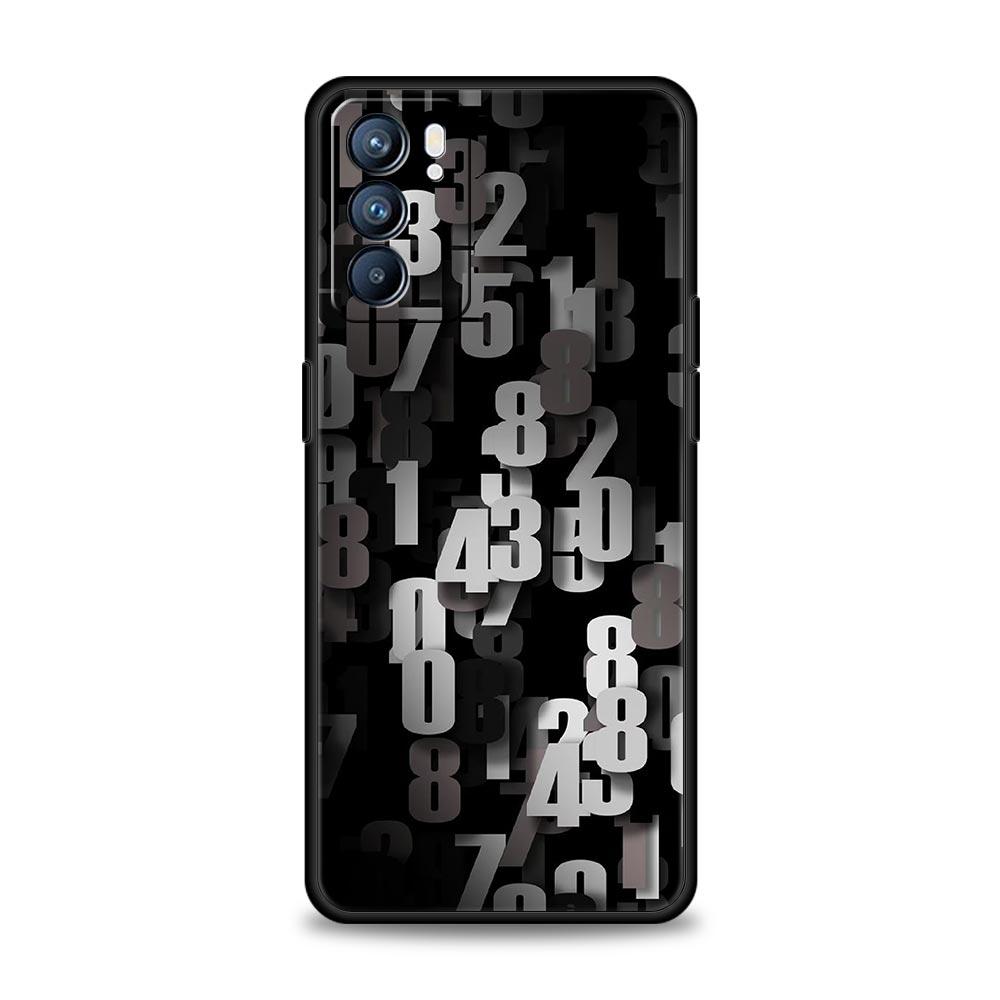 Чехол для телефона с узором из цифр для Oppo Reno 13 12 11 10 7 F Find X5 X6 A98 A80 A79 A78 A57 A54 A31 A17 Pro 5G Мягкий ТПУ чехол Fundas