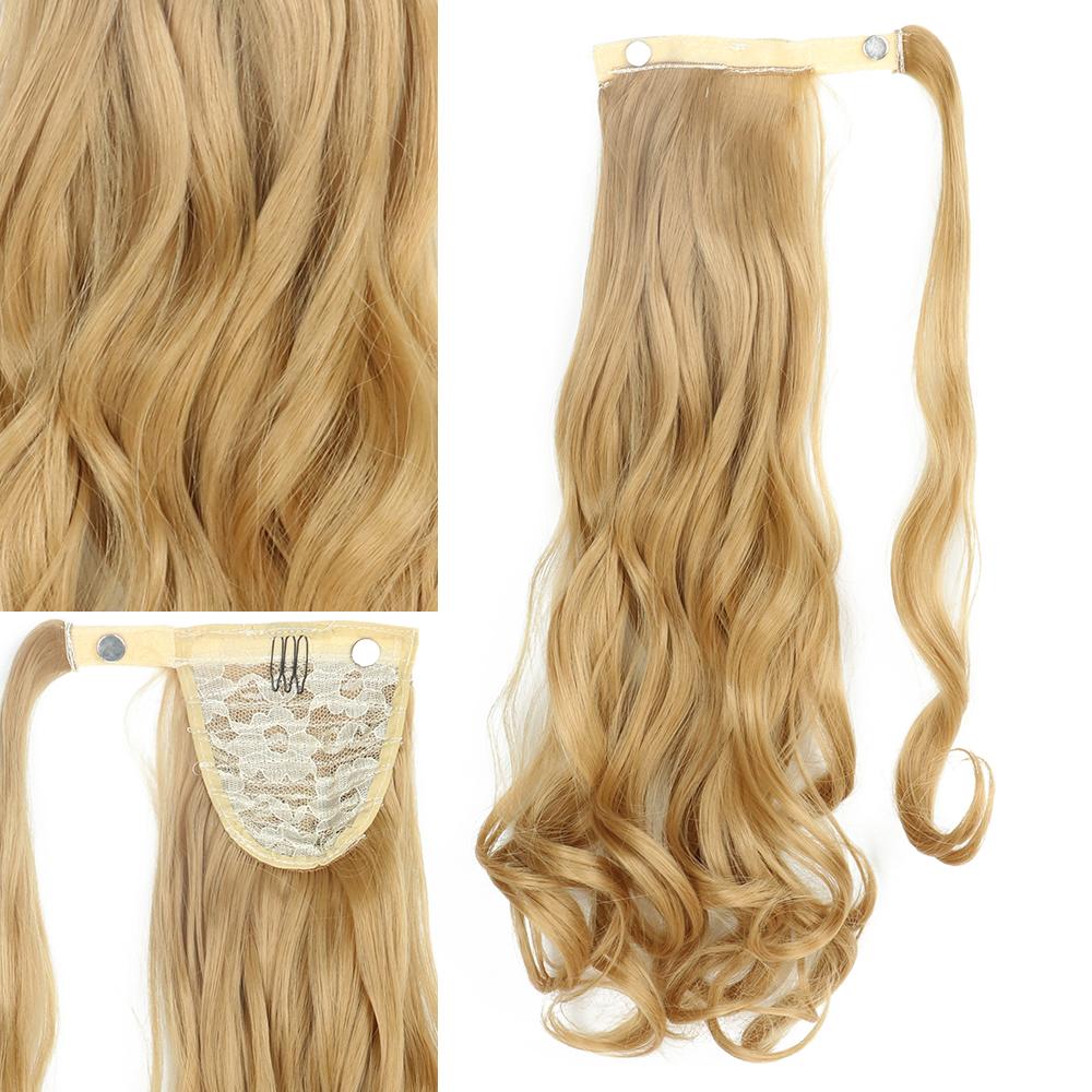 LISI HAIR Синтетические 22-дюймовые длинные волнистые заколки в хвосте для наращивания волос, блондинка, черный натуральный кусок волос