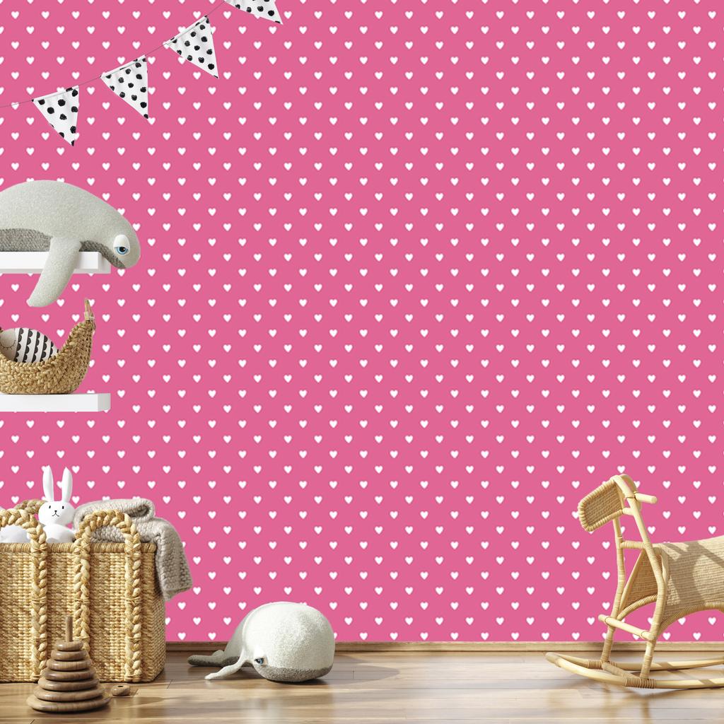 Hearts Powder Pink Wallpaper 50x1000