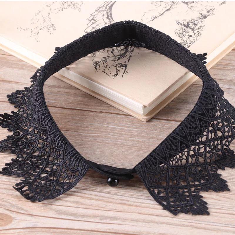 Lace Fake Collar Tie Women White Hollow Detachable Collar Lapel Shirt Blouse Top False Collar Woman Necklace Clothes Accessory
