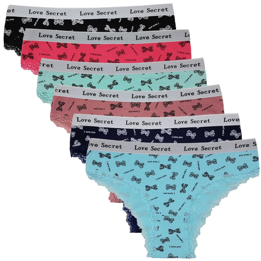 Underwear Women Cotton Low Rise Print Soft Briefs Ladies Panties Knickers Girls Lingerie Lot 6 PCS