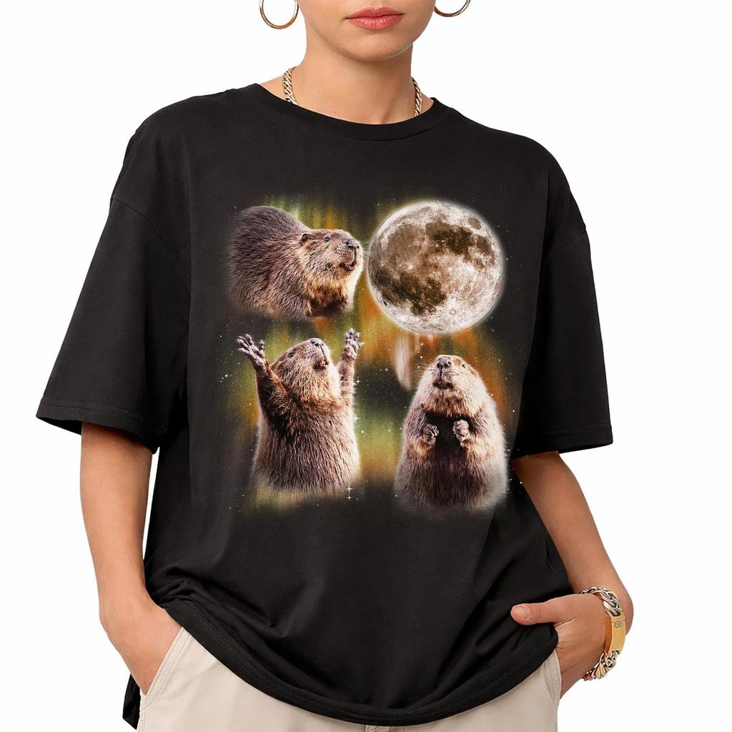 Vintage 90s Beaver Moon Comfort Colors T-Shirt, Wildlife River Animal Tee