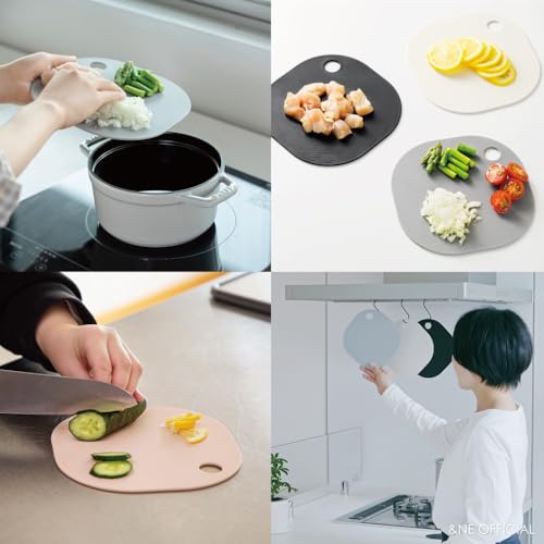 &NE Cutting Board Nikii White, 1 Piece, 18.5cm Wide X 18.5cm Deep X 0.3cm Thick, Made In Japan, Dishwasher Safe, Antibacterial, Small Mini Cutting Boa
