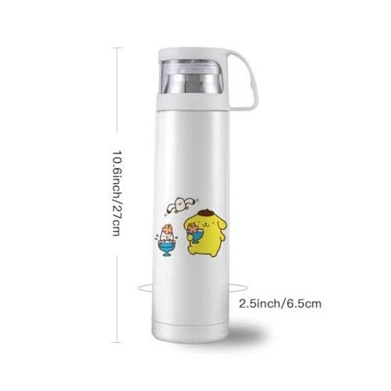 Water bottle Pom Purin tumbler insulation thermal flask cup direct drinking leak-proof stainless steel vacuum sports lightweight portable hiking 500ml