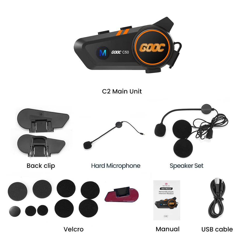 Bluetooth-гарнитура для мотоциклетного шлема: Водонепроницаемость IPX7, 170 часов воспроизведения, шумоподавление