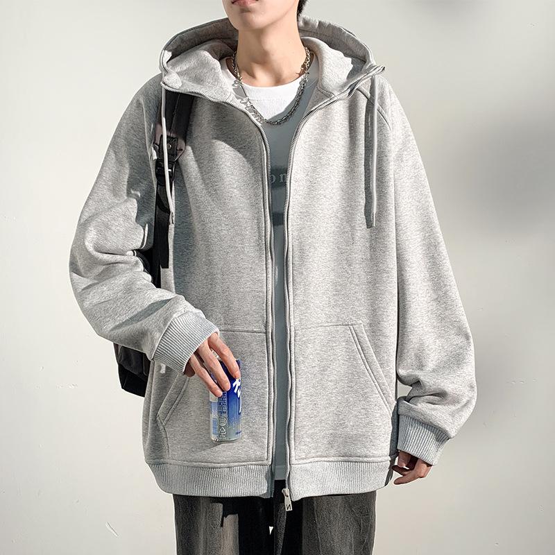 Осенний новый кардиган с капюшоном, толстовка с капюшоном, мужская, гонконгская, свободная, повседневная, однотонная, с открытыми плечами, спортивная, топ прилив