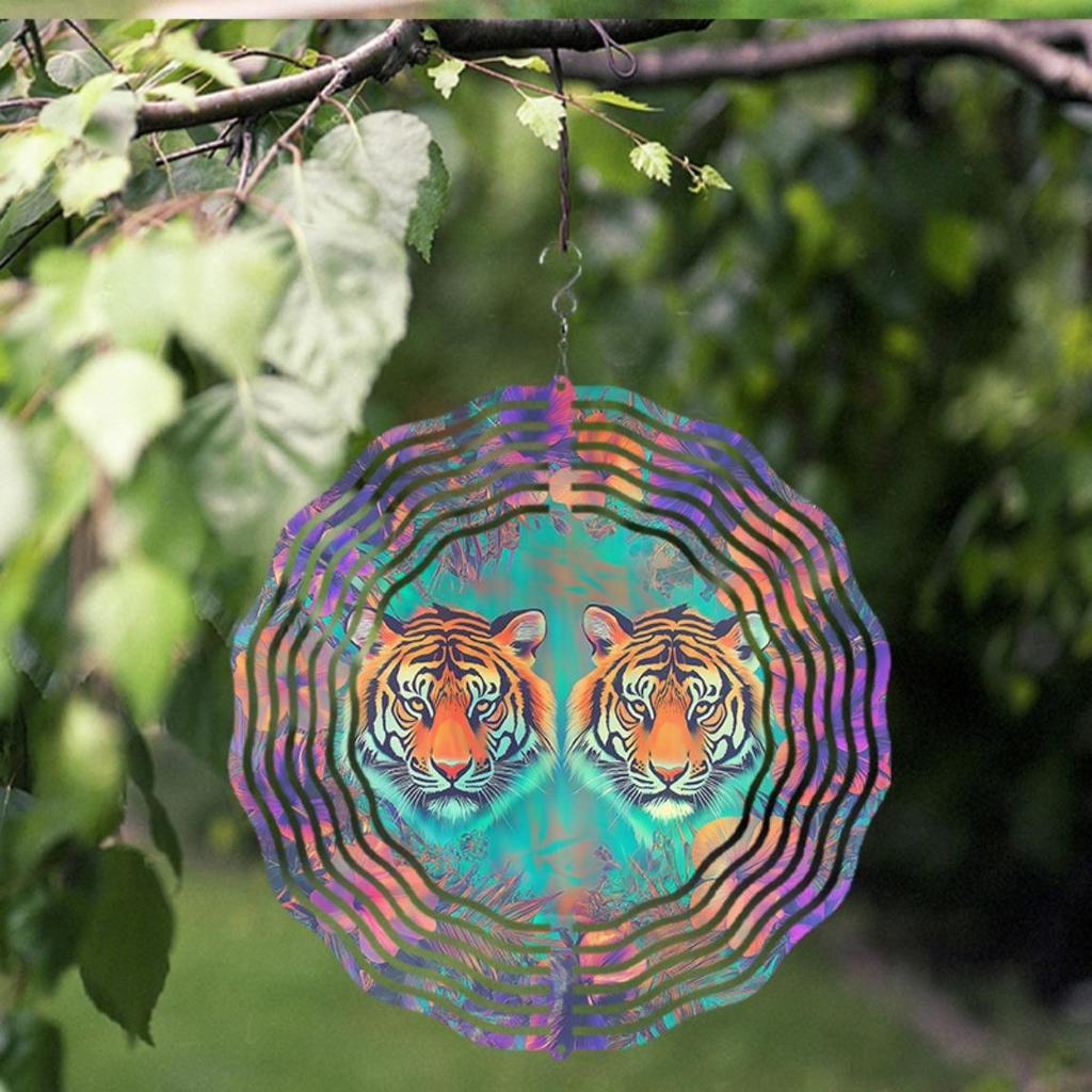 Outdoor Wind Chime 2D Flat Open Chrysanthemum Pattern Hanging Decor for Spring Summer Balcony Courtyard Artistic Dynamic Design