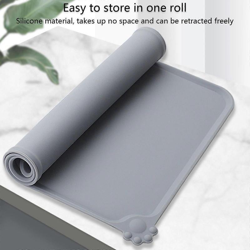 Dog Food Mat Silicone Nonslip Pet Feeding Placemat with Raised Edges Washable