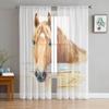 Running Horse Animal Sheer Curtains Living Room Window Tulle Curtains For Bedroom Kitchen Home Decoration Voile Drapes
