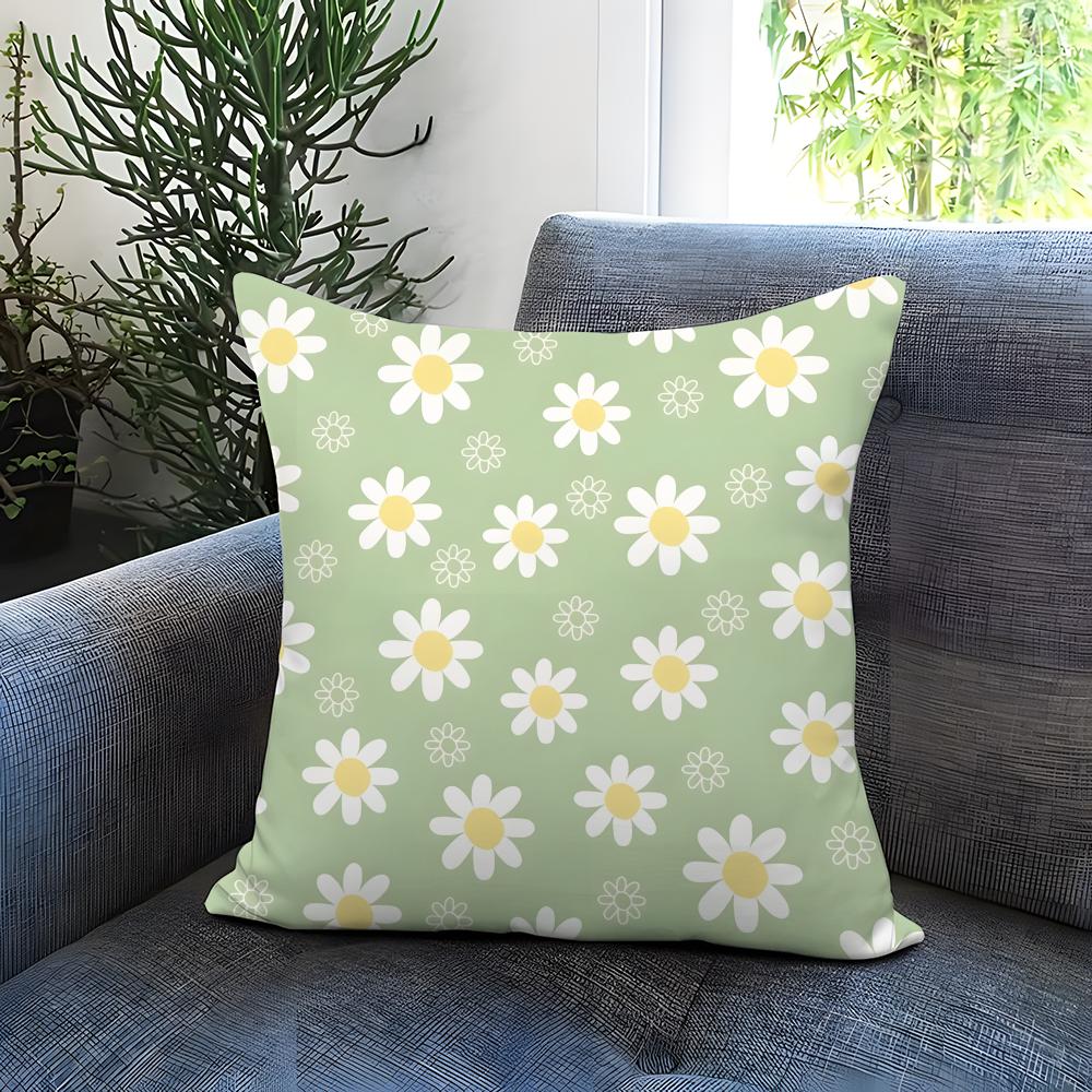Daisy pattern Cushion Cover Comfortable Reversible Pillow Cover Ideal for Car Sofa Bedroom Beyond