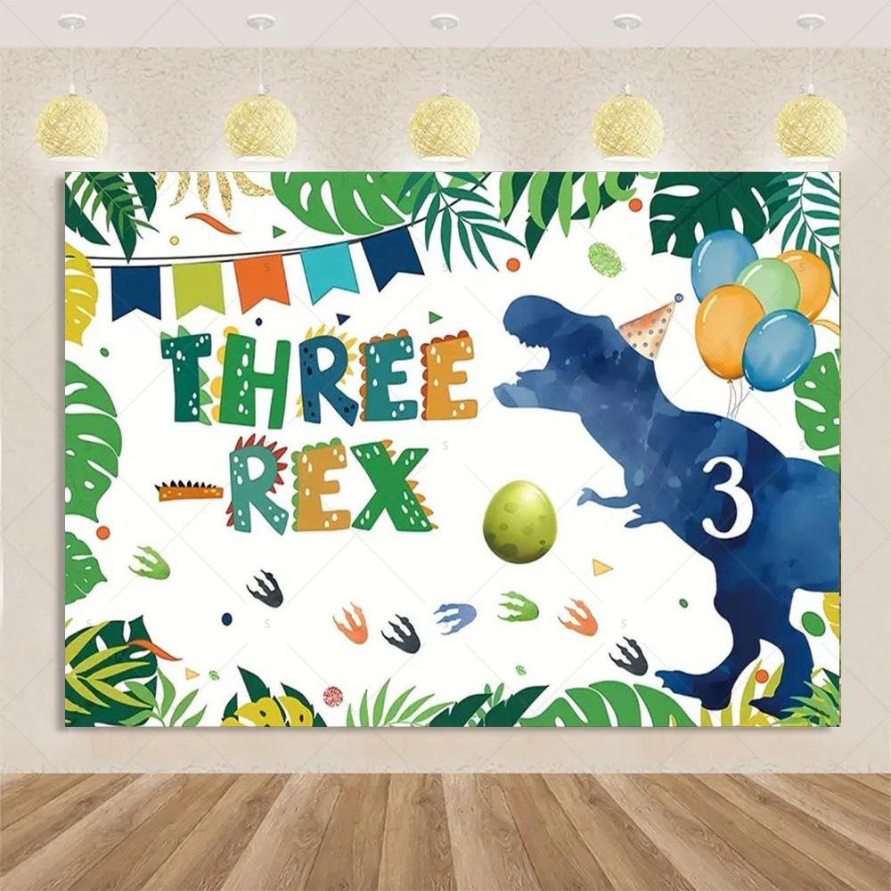 Cartoon Dinosaur Kid Birthday Party Decoration Jungle Animal Background Banner Jurassic World Woodland Backdrop For Baby Shower