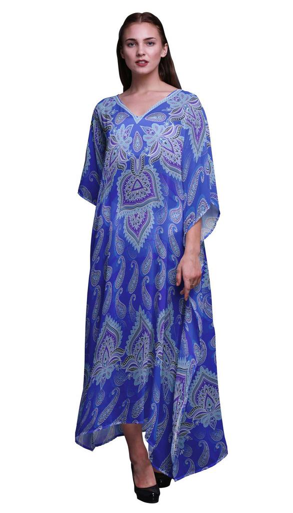 Phagun Floral & Paisley Ladies Plus Size Kaftan Summer Wear Beach Coverup Kimono