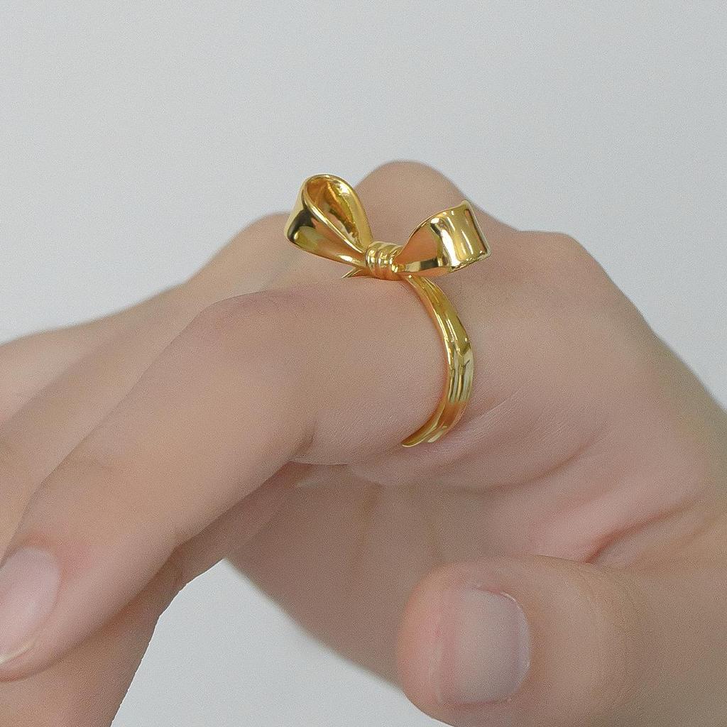 Exquisite Luxury Adjustable Bow Ring: Sweet, Fashionable, High-End Design