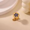 New Lucky Five-leaf Flower Round Cufflinks Women's Stainless Steel Zir*****il Drop Flower Cufflinks Fashion Temperament Five-petal Flower