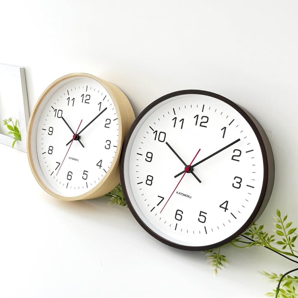 KATOMOKU настенные часы из фанеры 4 коричневые настенные часы с непрерывной секундной стрелкой радио km-44BRRCS 252 мм (Часы СКП)