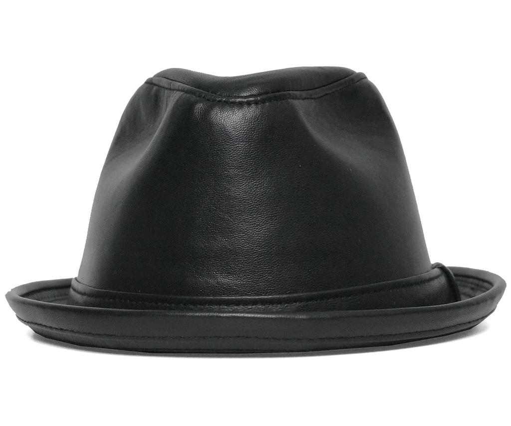[New York Hat] 9204 Lambskin Fedora (Black, L)