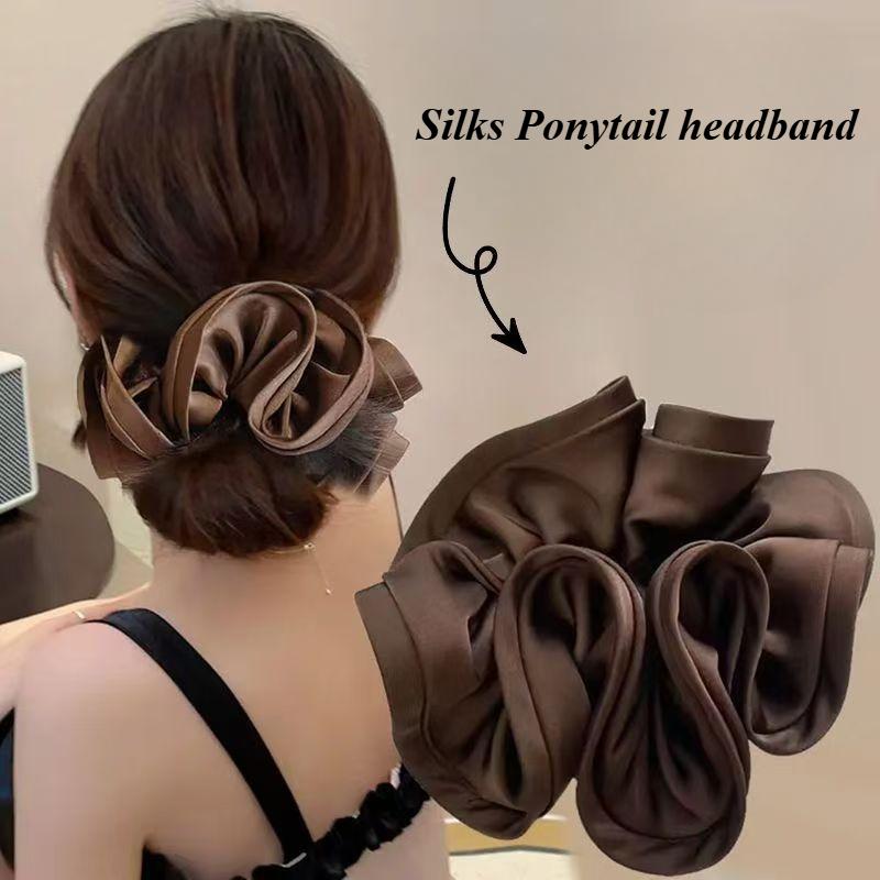 Retro Simulation Silk Satin Skin Friendly High-end Feeling Ponytail Headband Temperament Hair Accessory