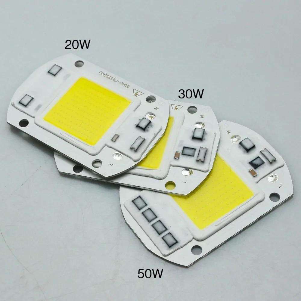 Светодиодный чип COB-ламповый шарик 20 Вт 30 Вт 50 Вт светодиодный 220 В 110 В Smart IC не требует драйвера DIY прожектор светодиодный матричный прожектор уличный чип-ламповый светильник