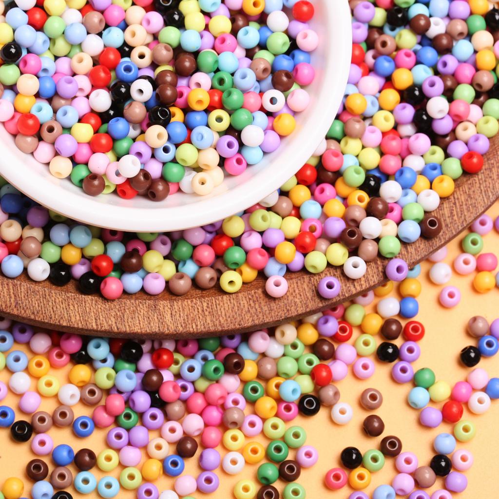 4mm 500PCS For Jewelry Making Findings Multicolor Acrylic Loose Beads Jewelry Accessories DIY Crafts Soild Color Handmade Material