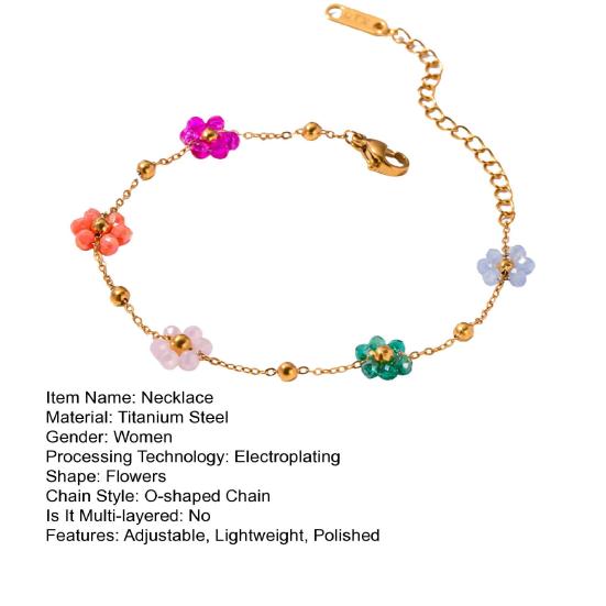 Женское ожерелье, браслет, красочный цветок, подвеска, регулируемая длина, милый стиль, выпускной, свадьба, вечеринка, шея и запястье, подарок на день рождения, годовщину
