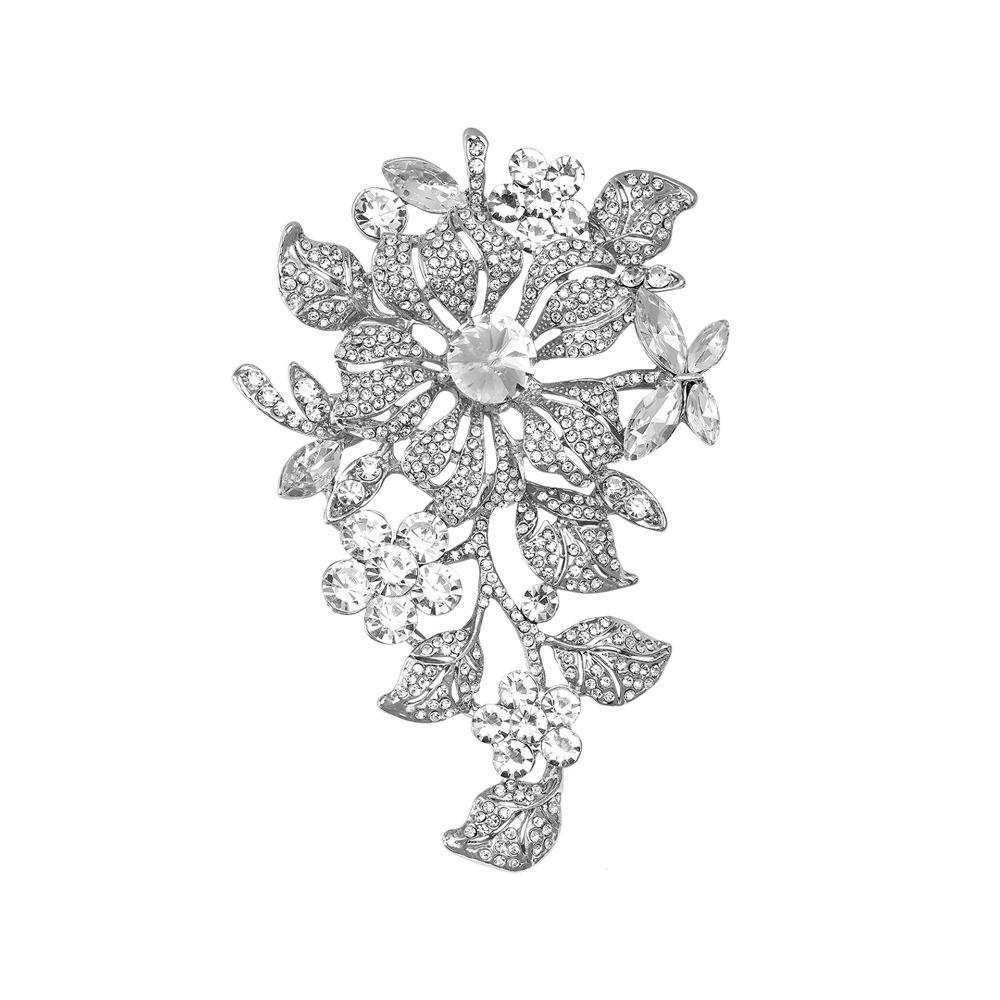 Banquet Crystal Flower Brooch Vintage Corsage Ornament Luxury Pin French Style Exaggeration Metal Rhinestone Brooch Women